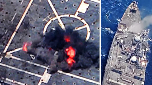 Самолет ВВС США потопил большой десантный корабль.
