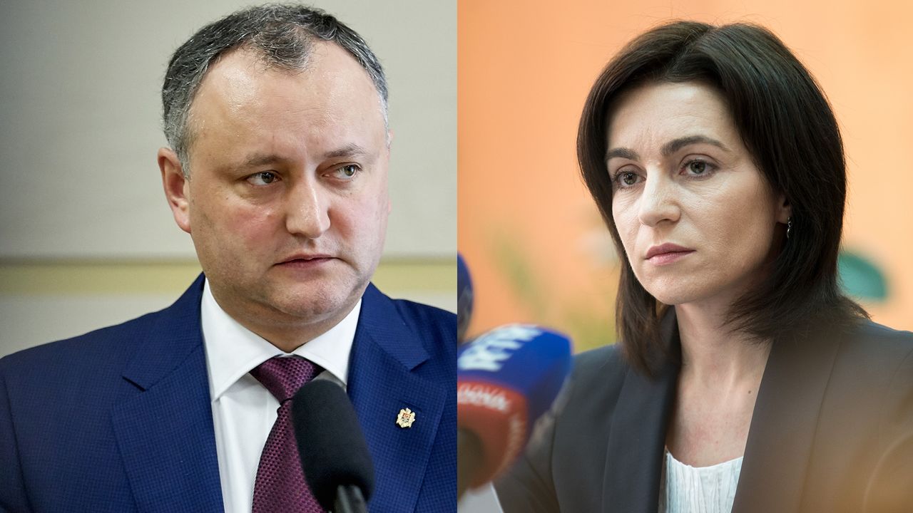 Кандидат ПСРМ Игорь Додон и выдвиженец ПДС Майя Санду.