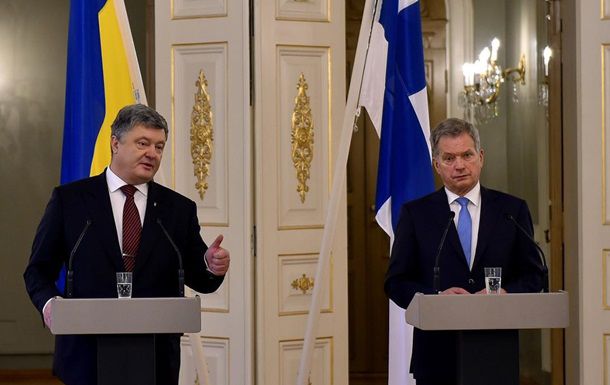 Президент Украины Петр Порошенко на совместной пресс-конференции со своим финским коллегой Саули Ниинисте.