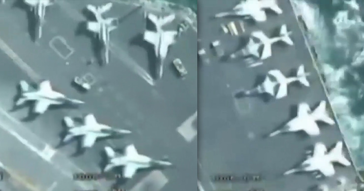 Иран опубликовал видео пролёта своих беспилотников над авианосцем США. Коллаж: Point.md.