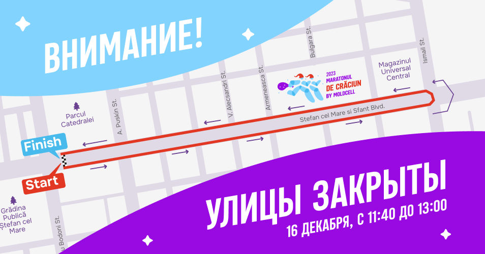В Кишиневе 16 декабря временно будет закрыт участок бульвара Штефана чел Маре для Maratonul de Craciun.