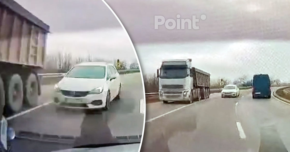 Șoferul unui Opel, cât pe ce să provoace un accident: A depășit un camion pe contrasens.