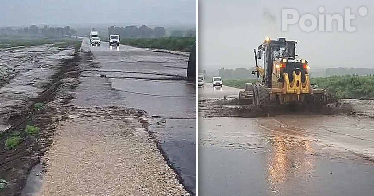 Drumul Hâncești – Lăpușna, inundat din cauza ploilor abundente.