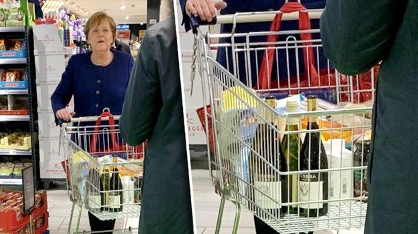 Меркель накупила вина и туалетной бумаги.