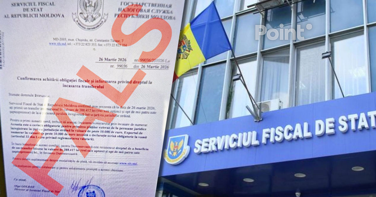 Serviciul Fiscal de Stat avertizează asupra unor mesaje false trimise pe WhatsApp.