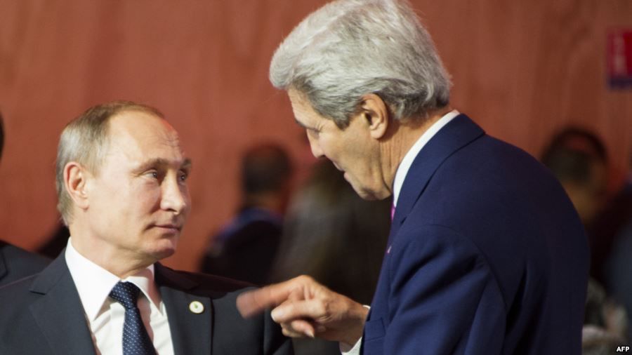 Госсекретарь США Джон Керри и президент РФ Владимир Путин.