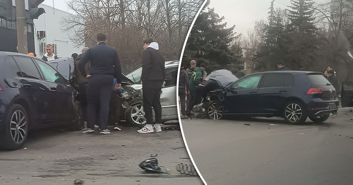 В Кишиневе произошло ДТП: момент попал на камеру видеонаблюдения.