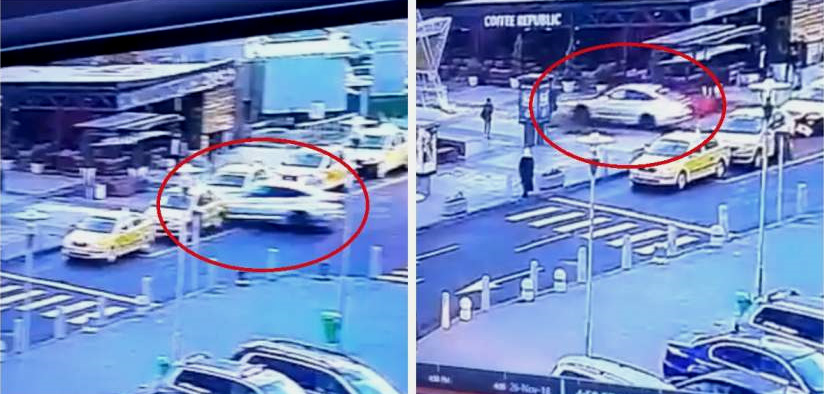 Автомобиль въехал в пешеходную зону торгового центра в Бухаресте.