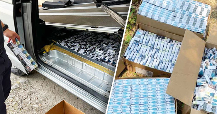На КПП "Скуляны" конфисковали более 2400 пачек сигарет. Коллаж: Point.md