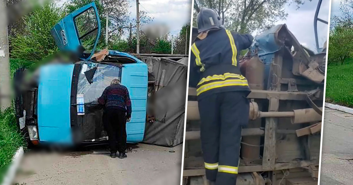 Утечка метана: в Бендерах перевернулся грузовой автомобиль. Коллаж: Point.md
