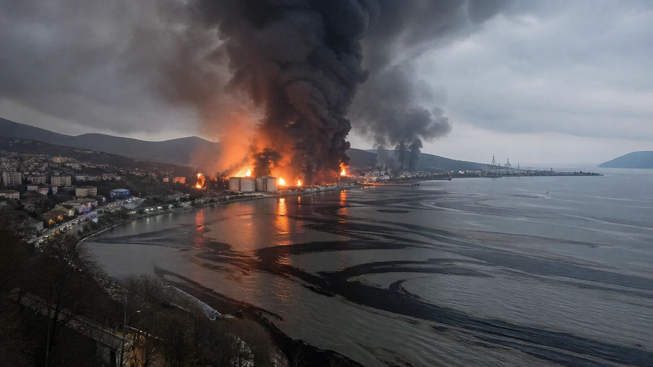 Дым от пожара в Туапсе растянулся более чем на 300 км.