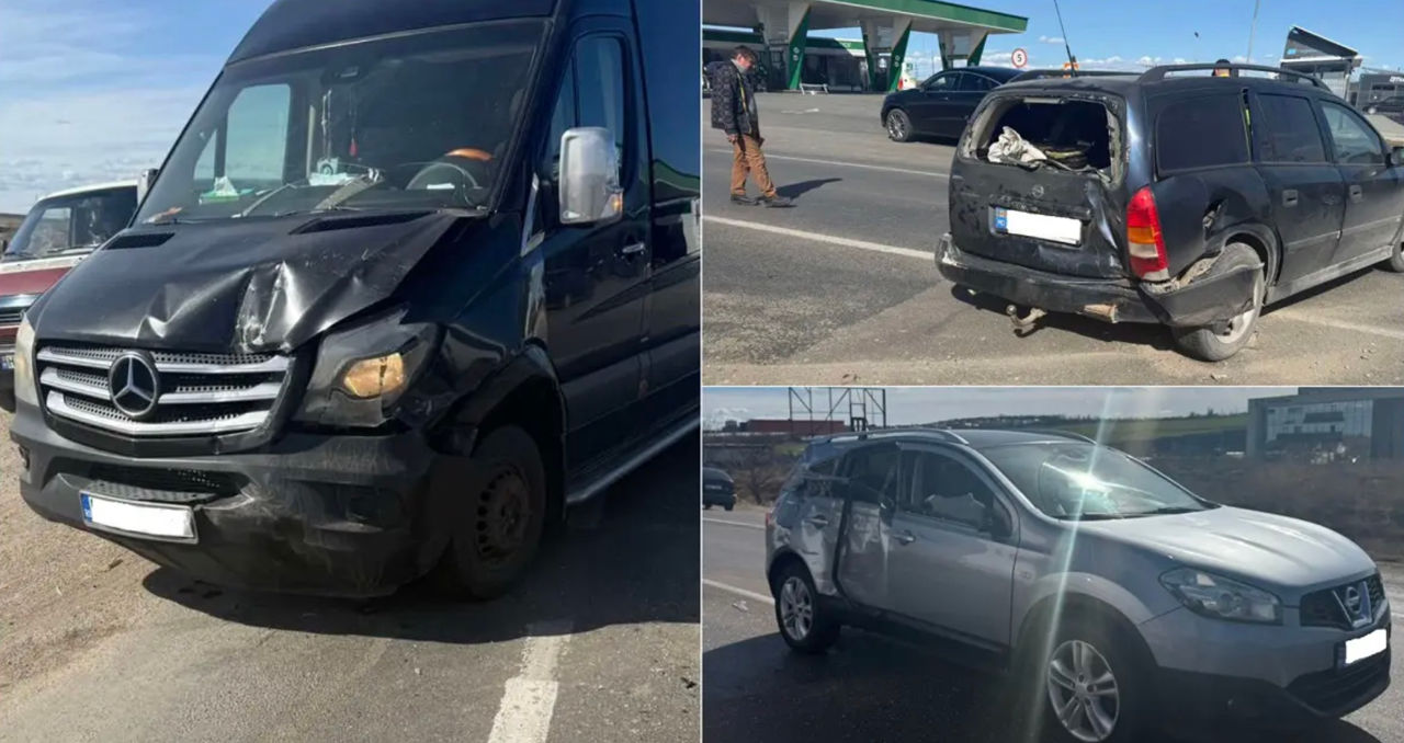 Trei mașini s-au tamponat în apropiere de Bălți: Doi copii și mama lor, transportați la spital.