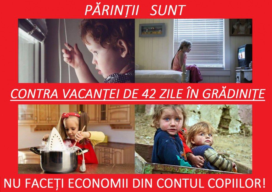 Părinții sunt contra vacanței de 42 de zile în grădinițe.