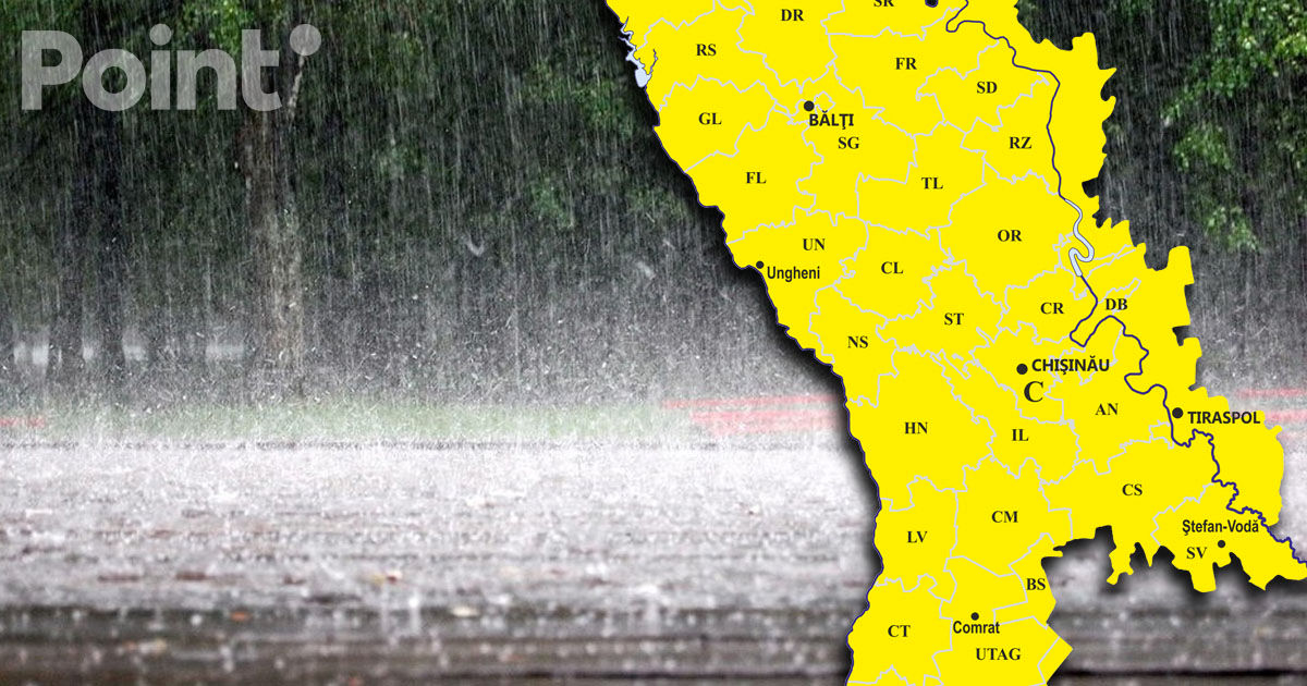 Avertizare meteorologică: Cod Galben de ploi puternice și descărcări electrice în Moldova.