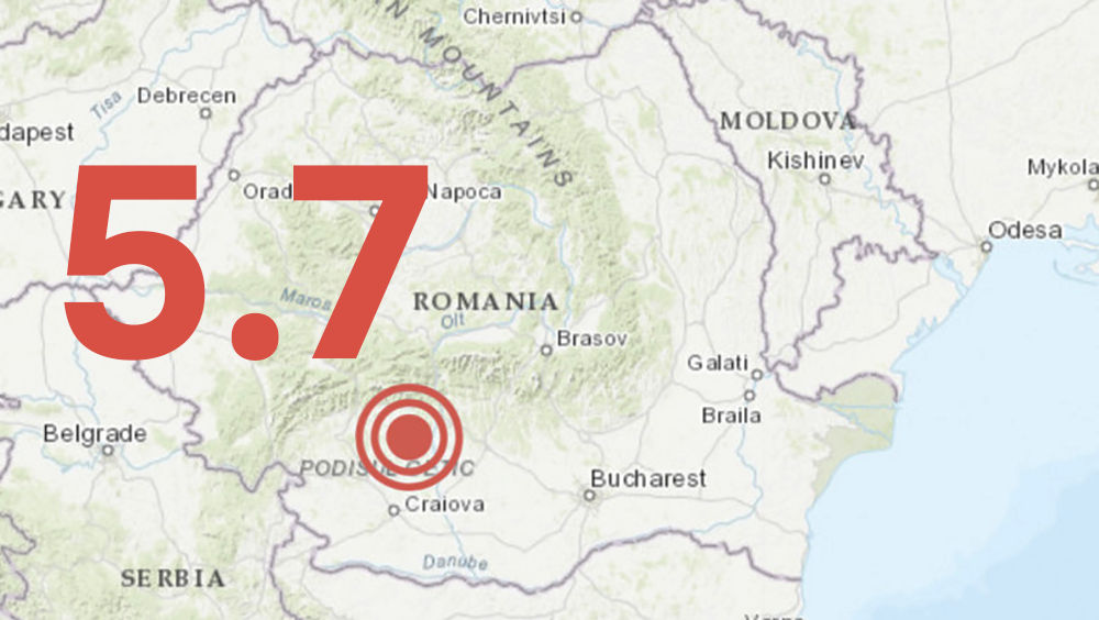 В Румынии снова произошло землетрясение, магнитудой 5,7.