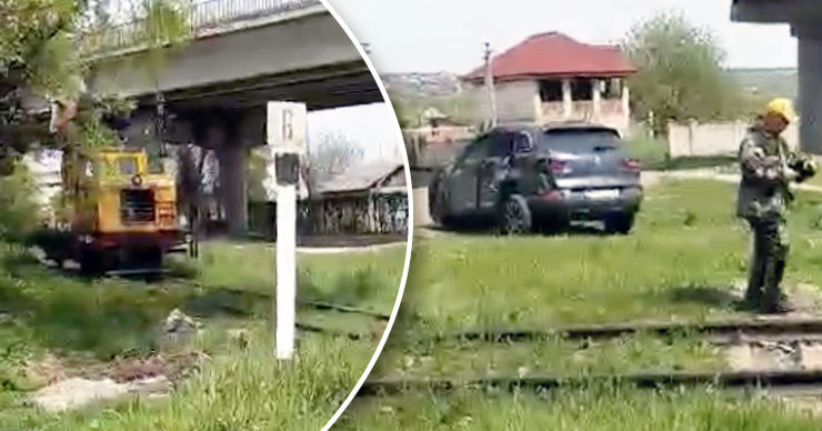 В Сынжере локомотив ударил автомобиль. Коллаж: Point.md