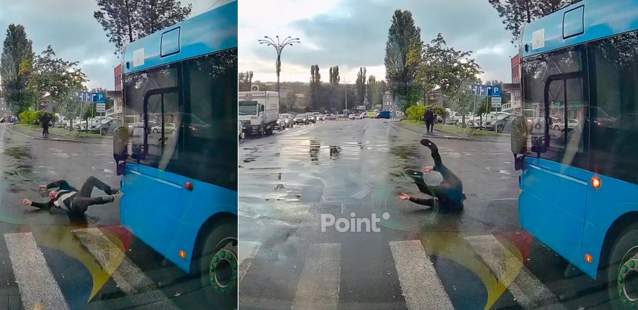 В Кишиневе автобус сбил пешехода на зебре: момент ДТП попал на видео.