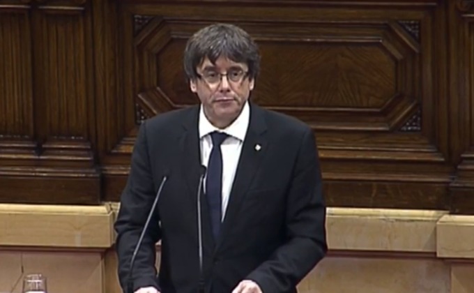 Preşedintele separatist catalan Carles Puigdemont și-a contramandat discursul.