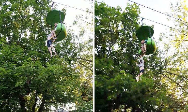 Fată de 14 ani, prinsă de trecători în timp ce cade dintr-o telegondolă. Foto: captură video