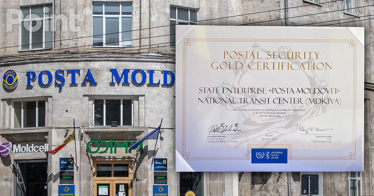 Poșta Moldovei a obținut un certificat internațional de securitate.