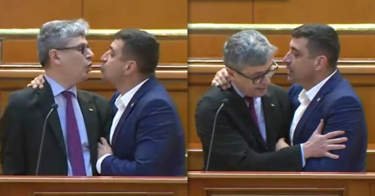 В парламенте Румынии депутат схватил министра за шею и назвал его "вором". Коллаж: Point.md