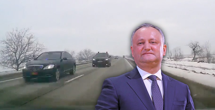 Cortegiul preşedintelui a fost surprins sâmbătă pe unul din traseele naţionale, deplasându-se cu viteze excesivă şi girofarurile pornite. 