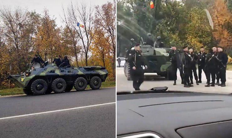 Очевидец заснял мобилизацию людей в черных беретах на мобильный телефон. 