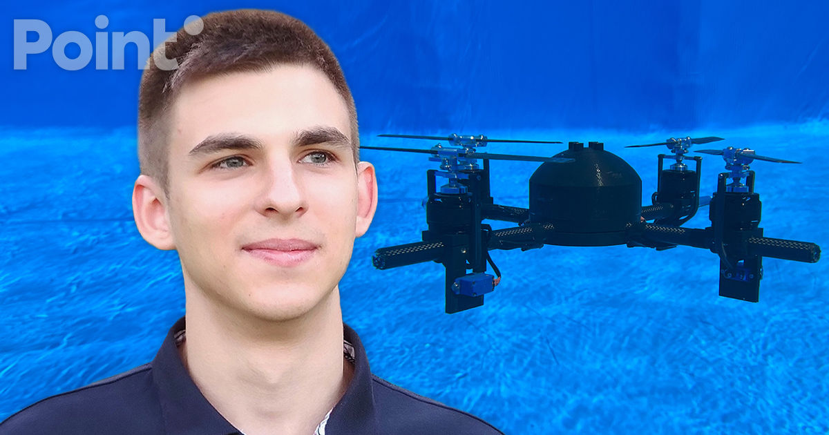 Un student din Moldova a creat în Danemarca un prototip de dronă hibridă capabilă să se deplaseze sub apă.