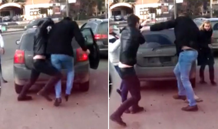Bătaie cu pumni şi picioare în Capitală. Isprava a 2 şoferi în trafic. Foto: captură video