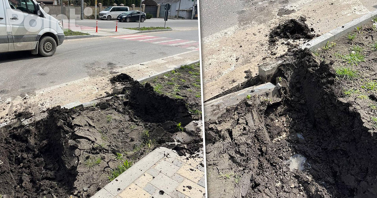 Un șofer lipsit de bun-simț a distrus o bordură și un gazon la Durlești.