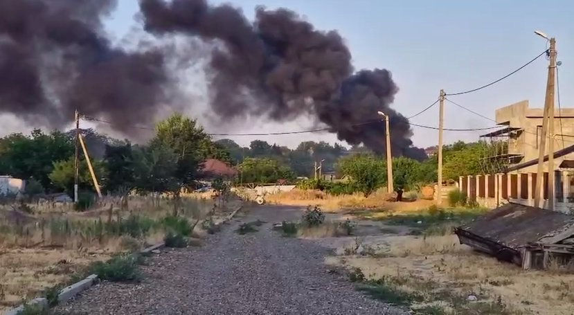 Incendiu la Tiraspol: Nor negru de fum peste oraș.