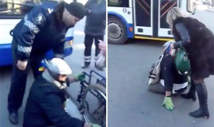 В центре столицы мужчина в инвалидной коляске заблокировал движение.