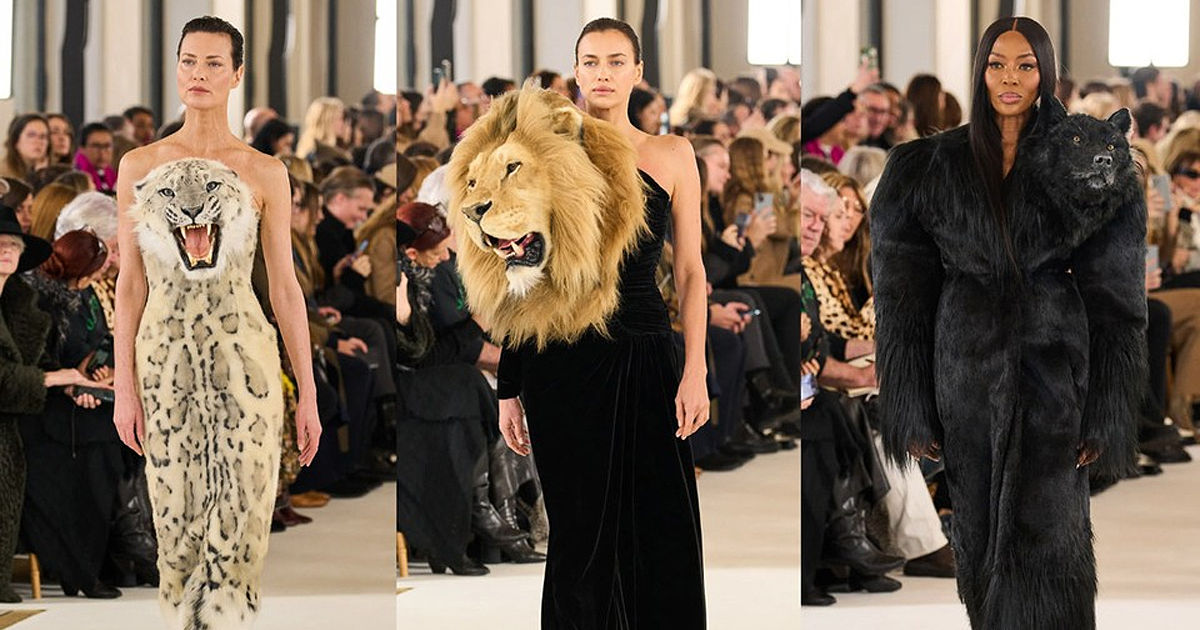 Модели Schiaparelli вышли на подиум Недели моды в Париже со звериными головами. Коллаж Point.md.