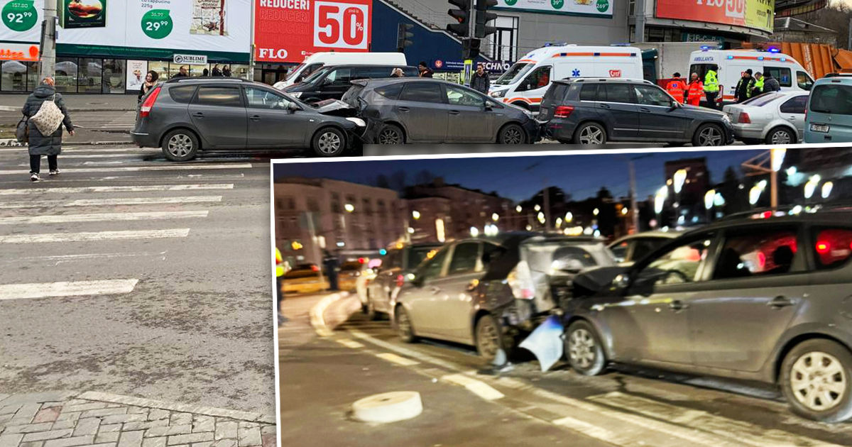 В цепной аварии в Кишиневе столкнулись четыре автомобиля. Фото: Автомобилисты Молдовы (ТГ-канал).