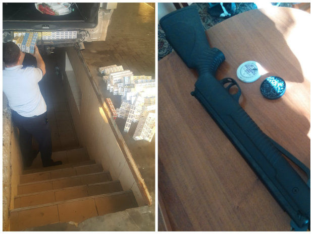 Un lot de arme și țigări nedeclarate au fost confiscate de angajații Serviciului Vamal. Foto: customs.gov.md