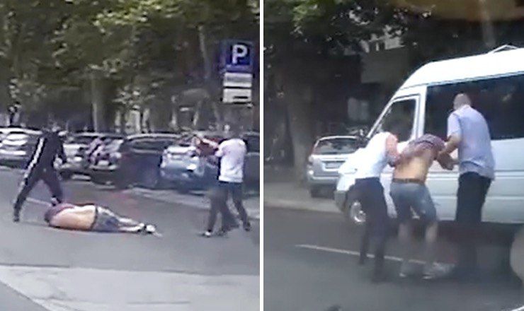 Жестокое избиение мужчины в Кишиневе посреди дороги засняли на видео.