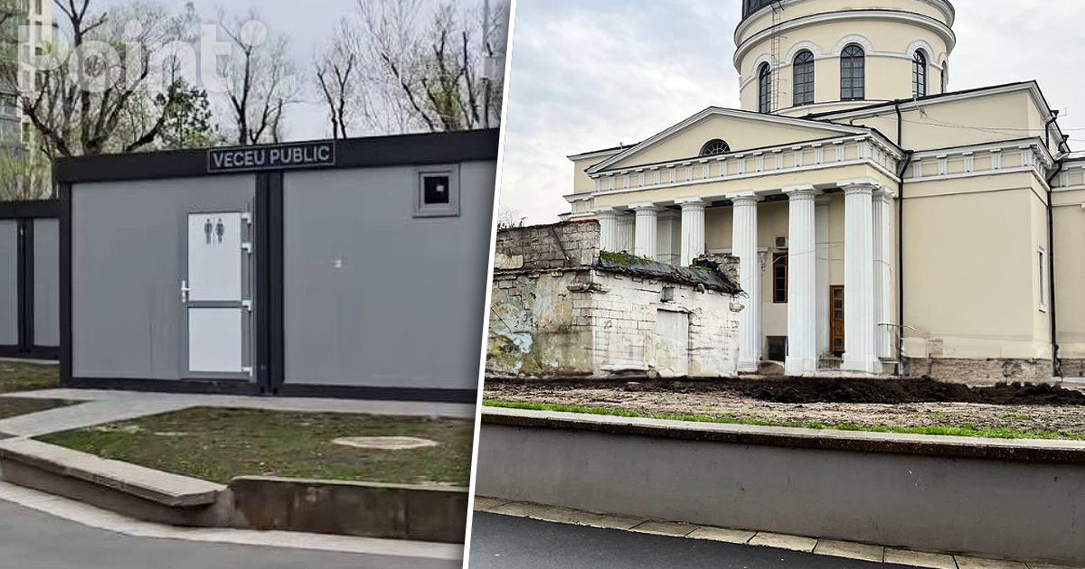 Gardul metalic din spatele Catedralei a dispărut: În locul acestuia a apărut un veceu public.