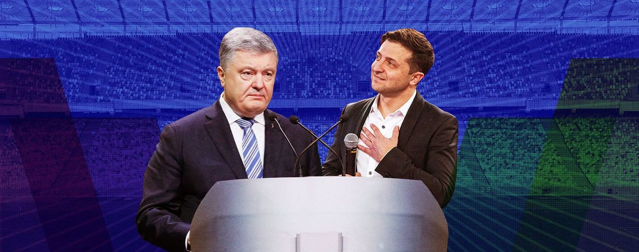 На Украине проходят дебаты Зеленского и Порошенко.