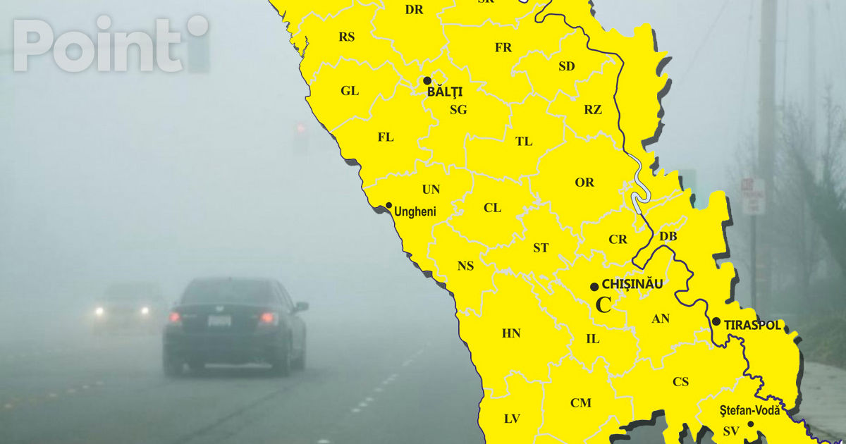 Avertizare meteorologică: Cod Galben de ceață pe teritoriul R. Moldova.
