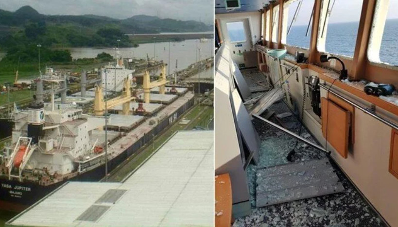 Бомба попала в турецкий корабль в Черном море, следовавший из Одессы в Румынию.