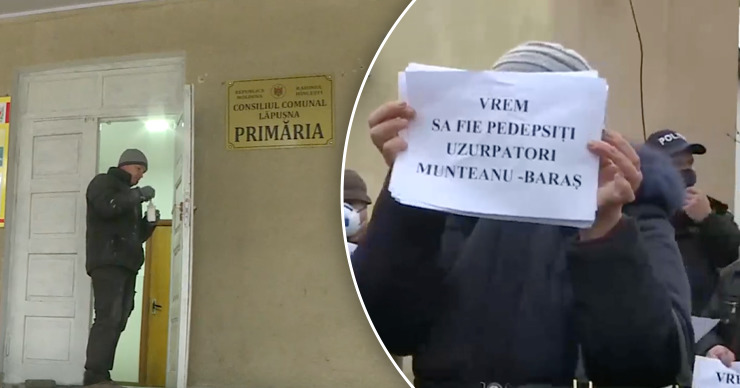 Конфликт вокруг офиса мэрии села Лэпушна временно урегулировали. Коллаж: Point.md.