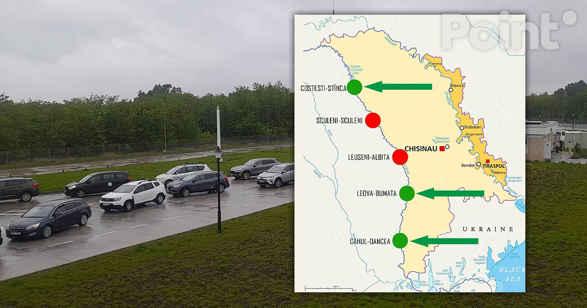 Trafic intens la punctele de trecere Sculeni și Leușeni pe sensul de ieșire din R. Moldova.