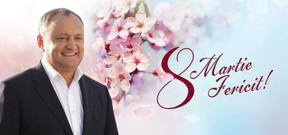 De Ziua Internațională a Femeii, Dodon se adresează bărbaților. Foto: facebook.com