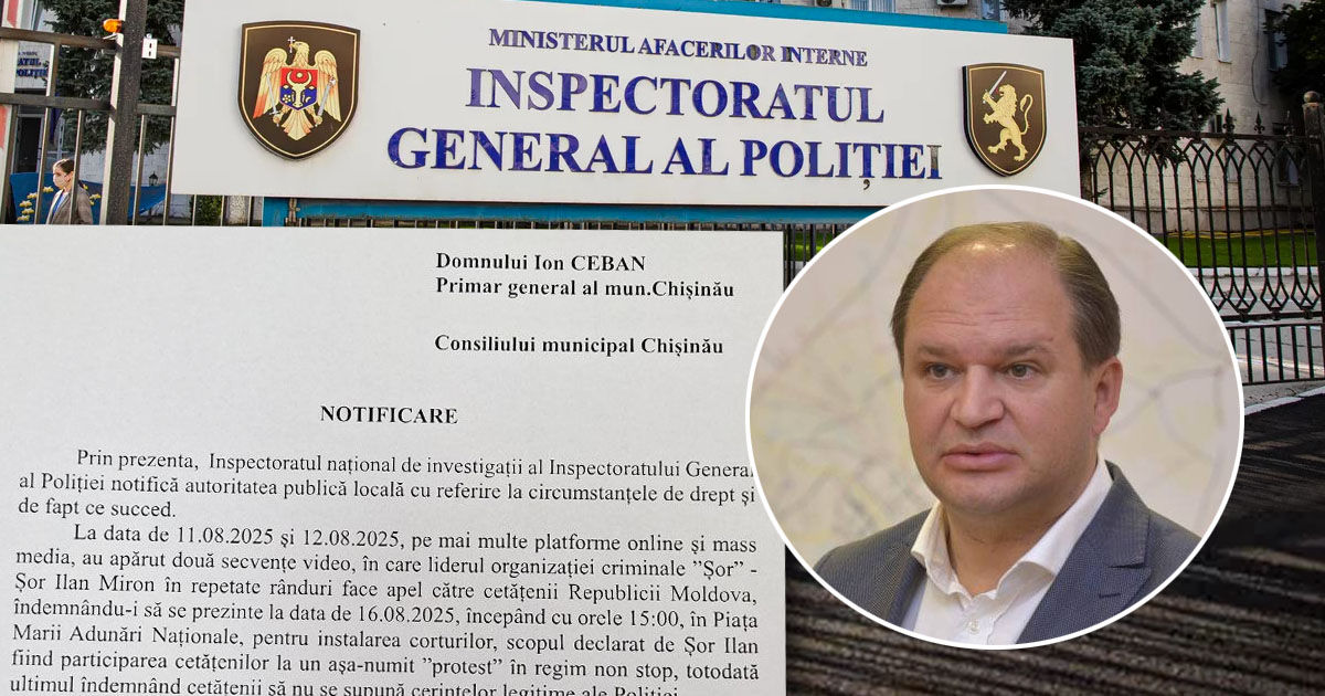 IGP îi cere lui Ceban să refuze autorizarea protestului organizat de Șor.