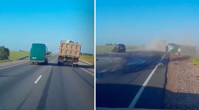 Появилось видео страшной аварии с участием граждан Молдовы в России.