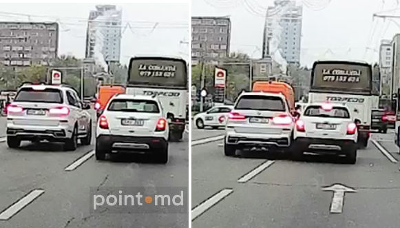 В Кишиневе водитель BMW X7 поплатился за наглое вождение.