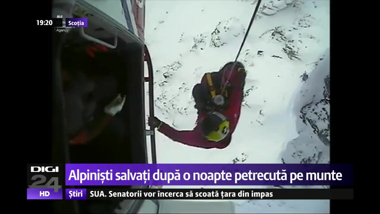 Alpinişti salvaţi după o noapte petrecută pe munte. Foto: captură video