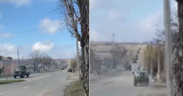 Под Мариуполем заметили огромную колонну российской техники.