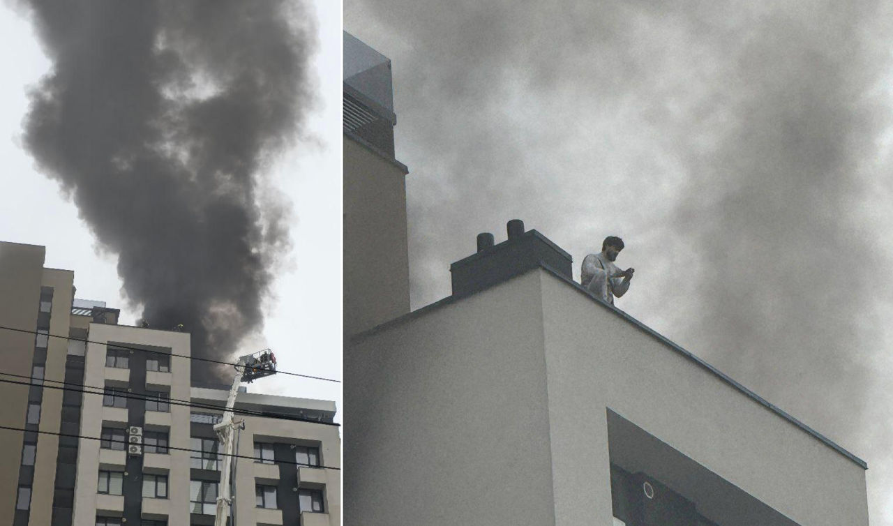 Incendiu de proporții într-un bloc de locuințe din Chișinău.