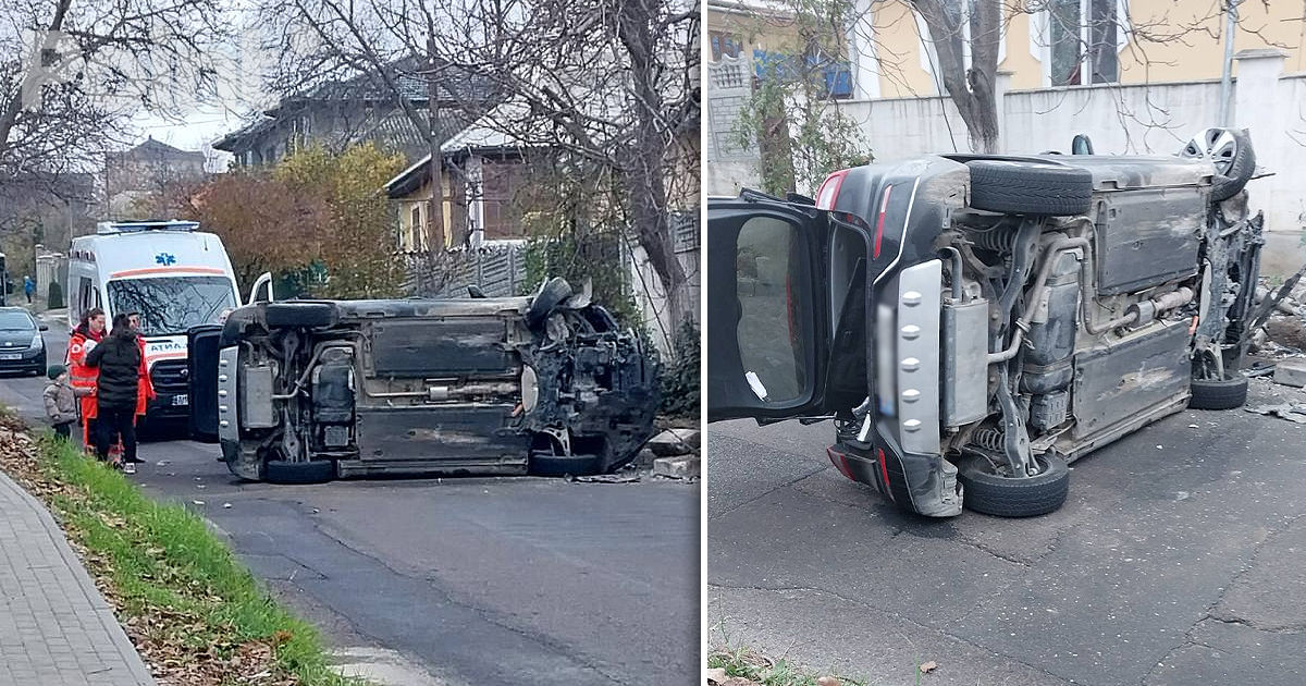 В Кишиневе перевернулась KIA: пострадали двое детей.